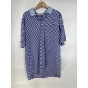PGA Tour Golf Shirt Striped XL Polo Short Sleeve Men's Blue‎ & Red